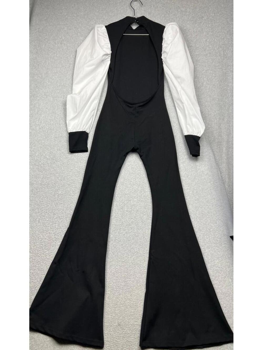 Retro Y2k 90's CariÑo Santo Flare Leg Jumpsuit Bodysuit Sz S Minimalist Simple - Picture 3 of 16